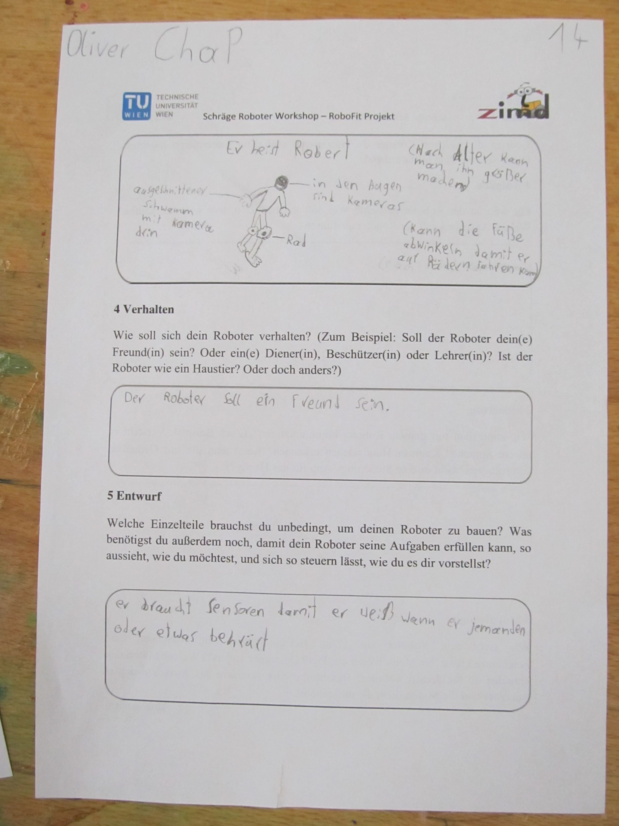 Fragebogen RoboFIT Schräger Roboter Workshop VS Atzgersdorf